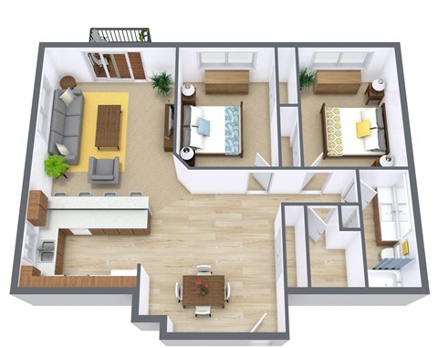 Flickertail I-VI Apartments | Two Bedroom | Plan 21B